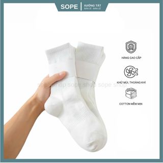 Tất vớ nam nữ bassic , tất chất vải cotton co giãn bốn chiều dễ phối giày - Sope Shop