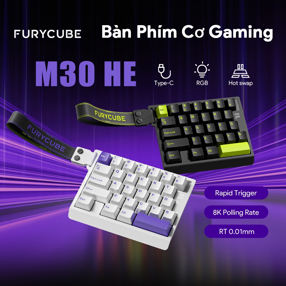 Bàn phím gaming cơ FURYCUBE M30/M68HE Hall Effect, Rapid Trigger, Magnetic Switch, 8000 Polling Rate
