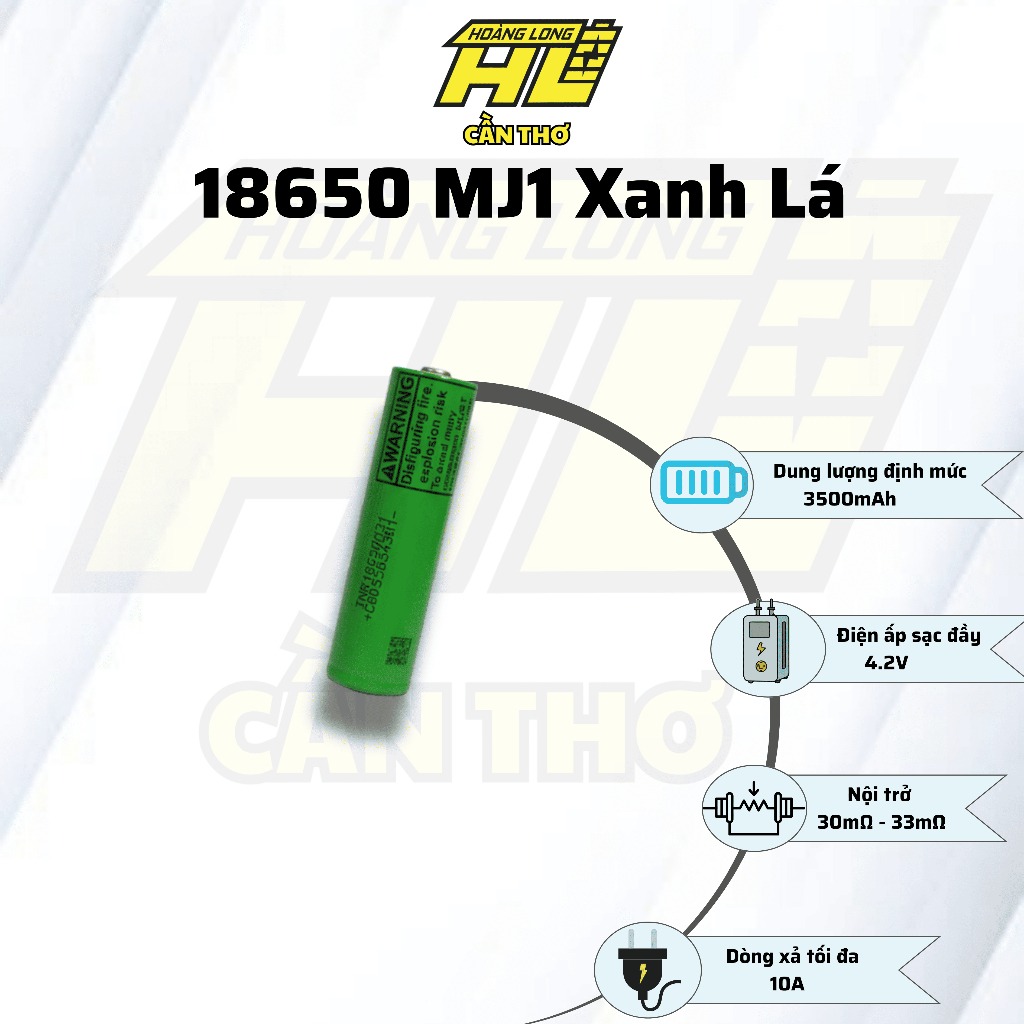 18650 MJ1 Xanh Lá – Dòng 10A – Hiệu Suất Ổn Định, Độ Bền Cao