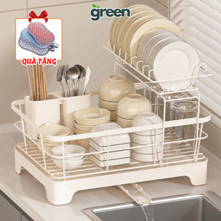   HÀNG LOẠI 1  Kệ Để Chén Bát Khung Thép Carbon Chống Gỉ Giá Úp Bát Đĩa Có Khay Thoát Nước Nhà Bếp 