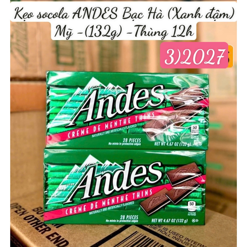 KẸO SOCOLA BẠC HÀ ANDES MỸ 132gr