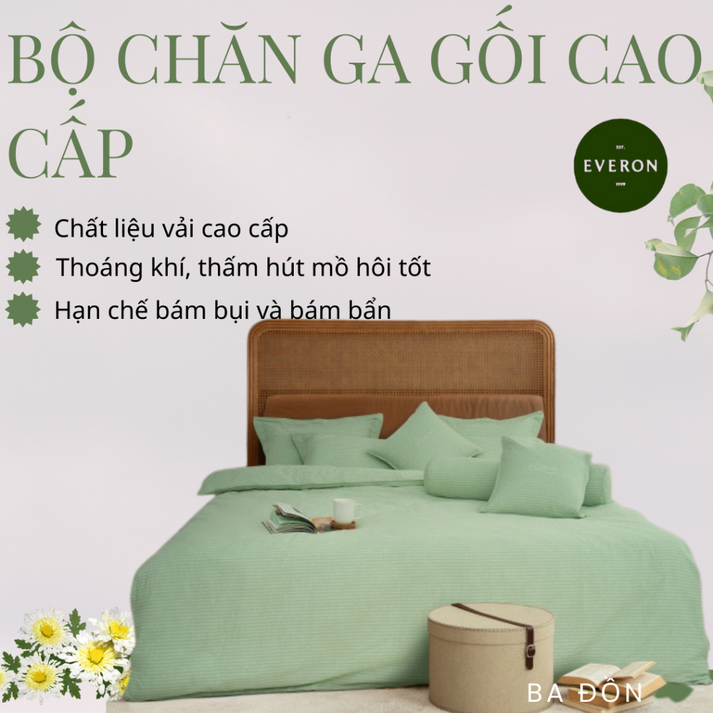 Bộ Chăn Ga Gối Everon Bamboo EPBC25025 Chất Liệu Bamboo Cao Cấp, Mềm Mại Thoáng Mát, Họa Tiết Cánh R
