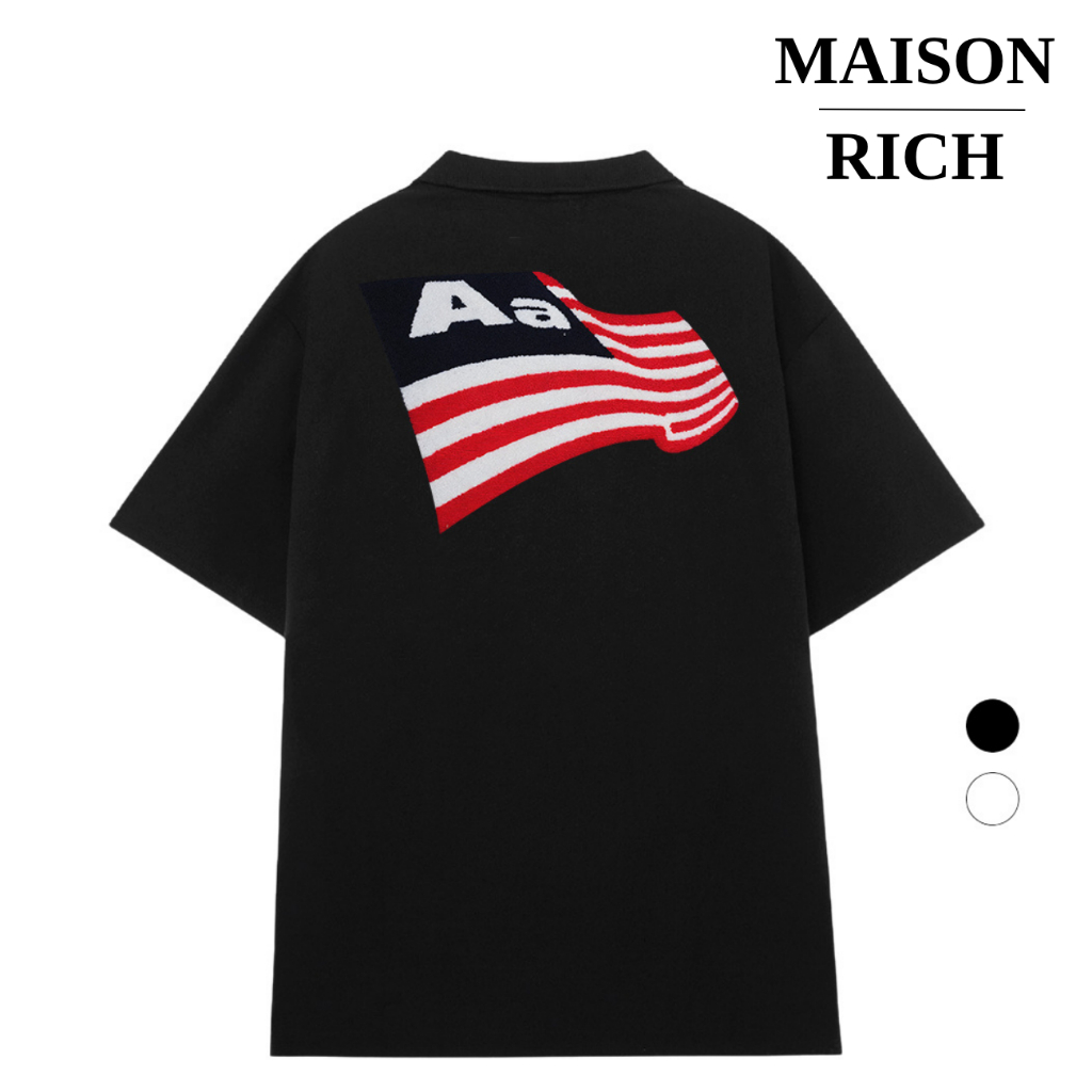 Áo Thun Có Cổ Polo Maison Rich Premium Tee Aastu Aa Flag Wave Graphic