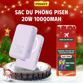   Tặng Pin Tiểu Pisen AA5 hỏa tốc HCM  Sạc Dự Phòng Không Dây PISEN PowerMag Chuẩn 3C CCC 20W 10000mAh USB-C TP-D111 