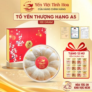   TẶNG 12 HŨ  Tổ Yến Sào Tinh Chế Thượng Hạng A5 50g 100g | Yến Việt Tinh Hoa Quà Biếu Tết 