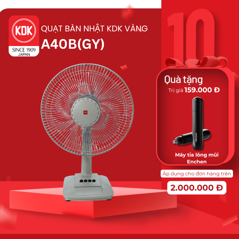 Quạt bàn Nhật 3 mức gió (50W) KDK vàng A40B(GY) - Bảo hành chính hãng 12 tháng