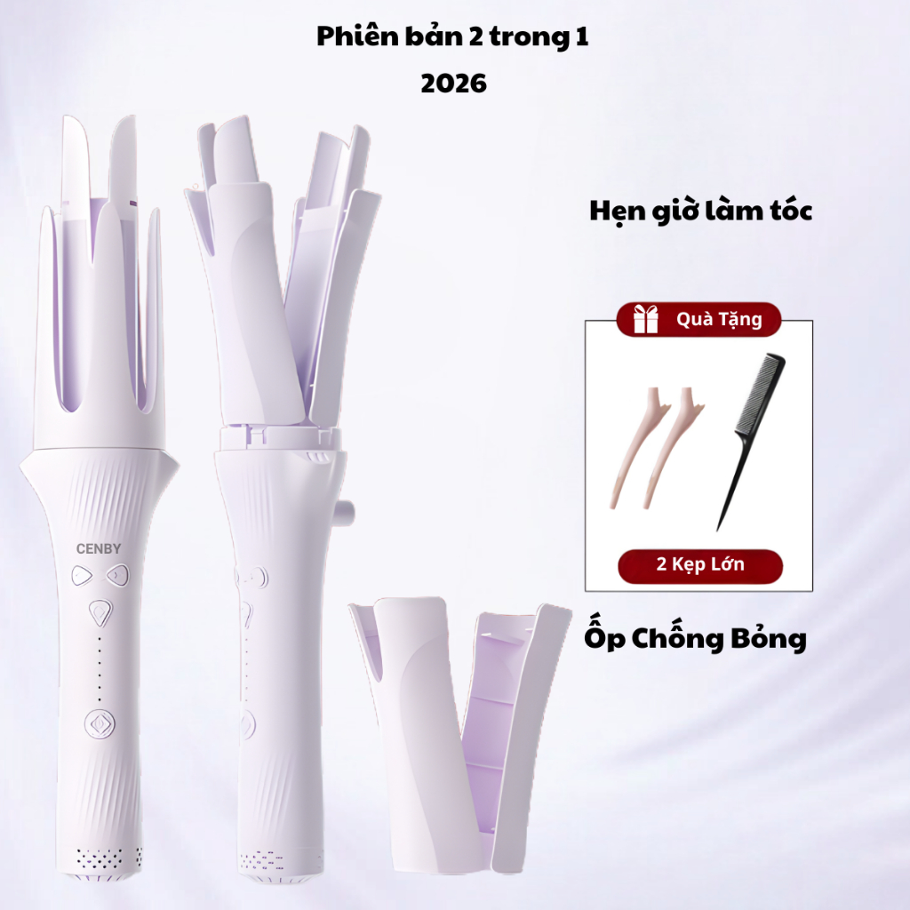 Máy uốn tóc xoăn tự động 2 trong 1 chống bỏng cao cấp CENBY đường kính uốn 28mm và 32mm