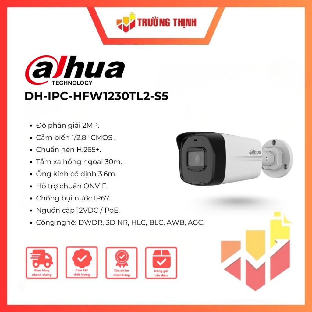 camera IP Lite 2MP Dahua DH-IPC-HFW1230TL2-S5