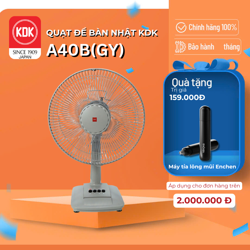 Quạt bàn Nhật 3 mức gió (50W) KDK vàng A40B(GY) - Bảo hành chính hãng 24 tháng
