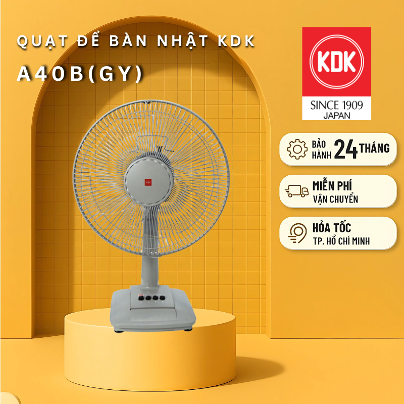 Quạt bàn Nhật 3 mức gió (50W) KDK vàng A40B(GY) - Bảo hành chính hãng 24 tháng