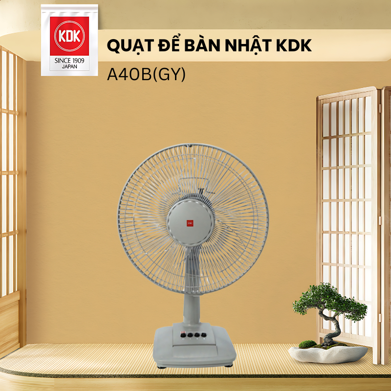 Quạt bàn Nhật 3 mức gió (50W) KDK vàng A40B(GY) - Bảo hành chính hãng 24 tháng
