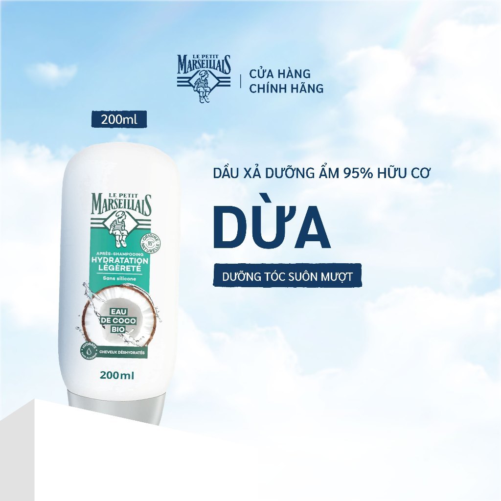 [VHL x Le Petit Marseillais] Dầu Xả Dưỡng Ẩm 95% Thiên Nhiên Le Petit Marseillais Dừa Hữu Cơ 200ml 4