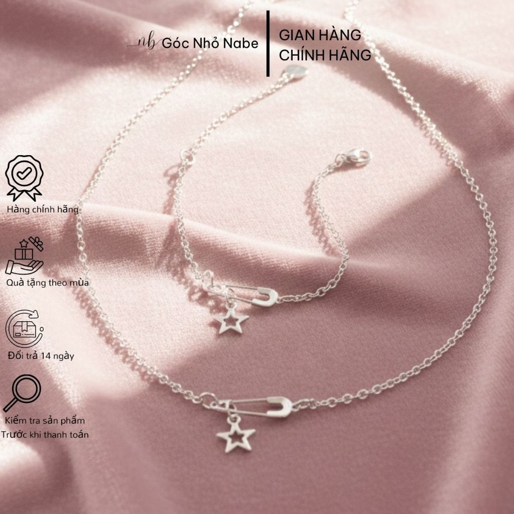 Combo dây chuyền, vòng tay safety pin không ghỉ Nabe mini pin - Combo lắc tay vòng cổ safety pin chí