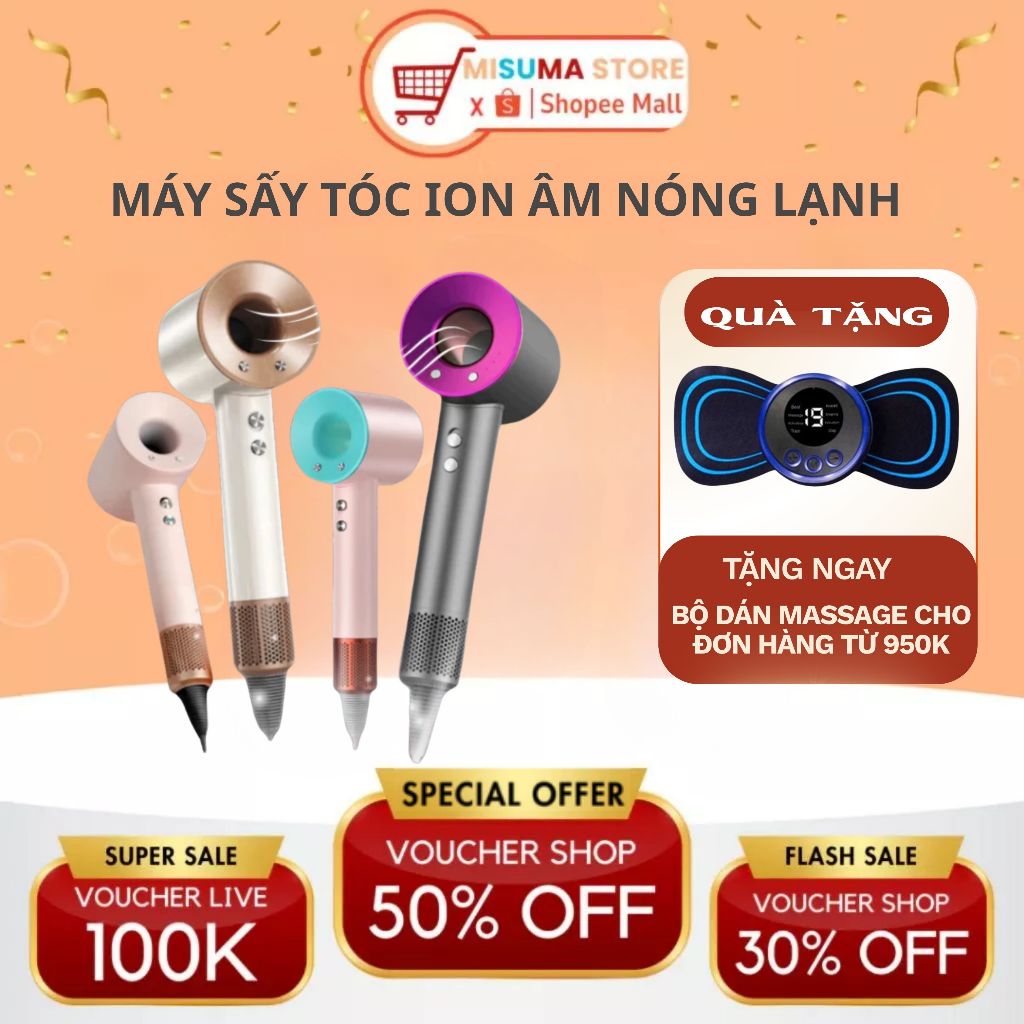 Máy sấy tóc Misuma 2 chiều nóng lạnh công suất lớn 2300W nhanh khô tóc, 3 chế độ sấy chăm sóc tóc chuẩn salon