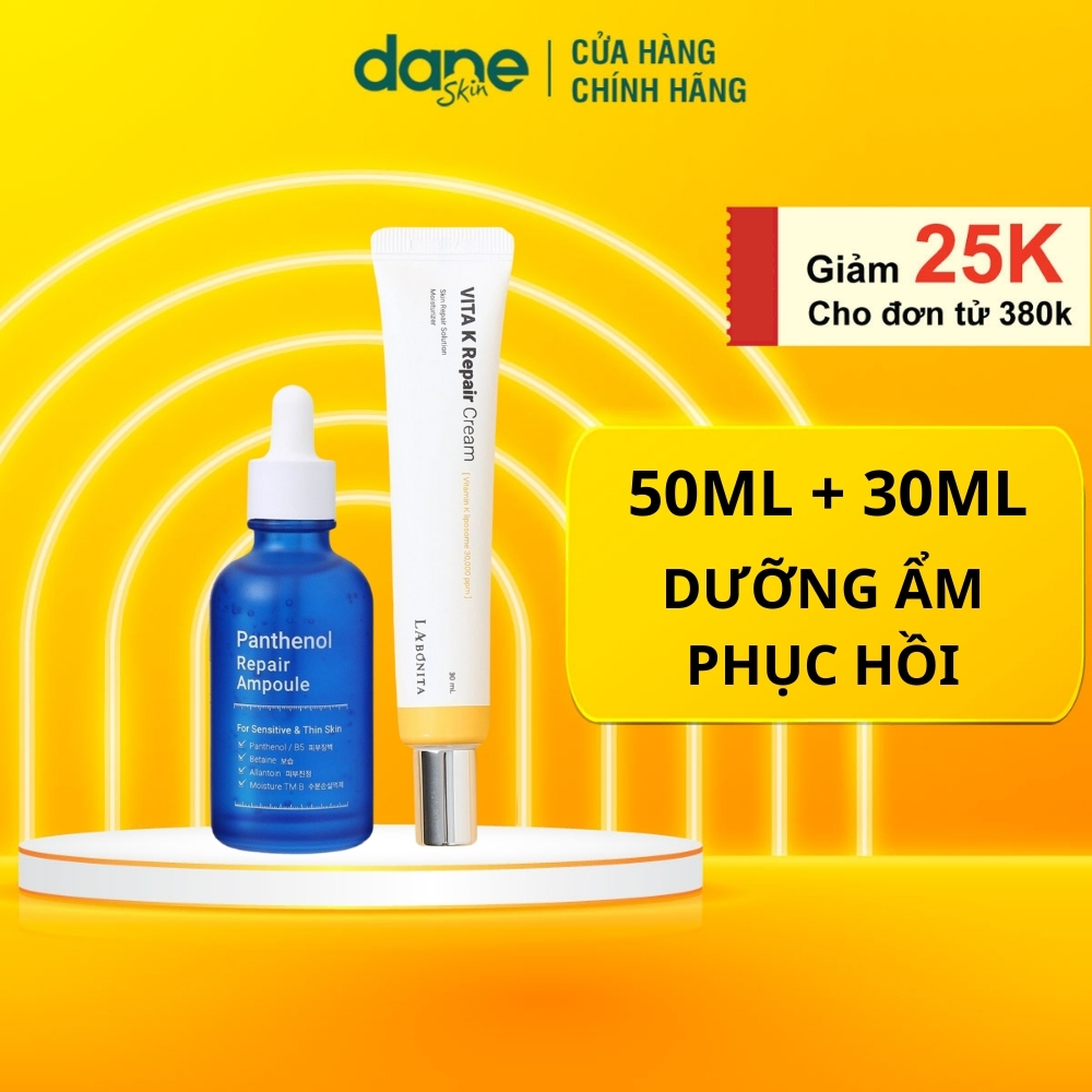 Combo cấp ẩm phục hồi da chuyên sâu La bonita - kem vitamink  và Serum B5