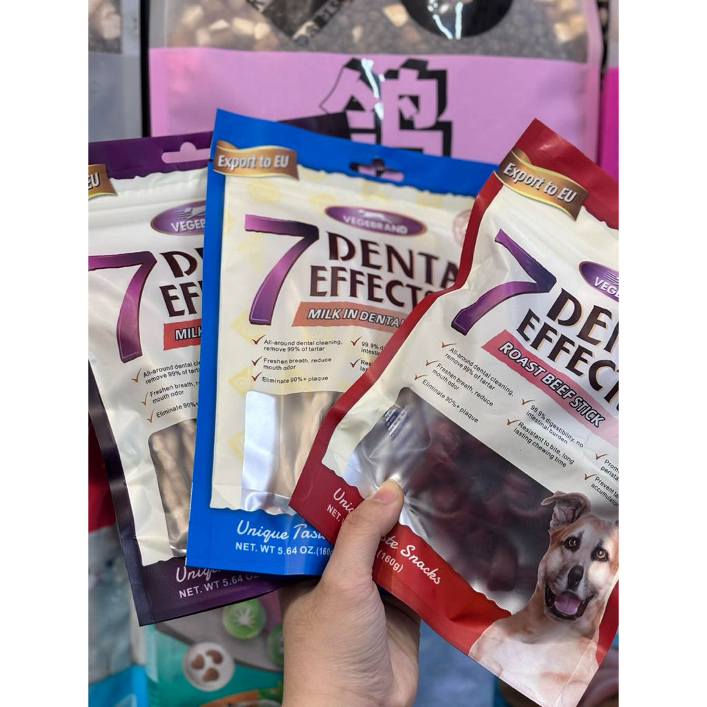 Xương gặm 7dental Effects cho cún nhiều hương vị túi 160g