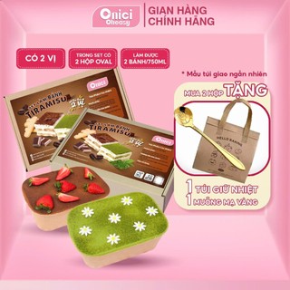  Set làm bánh tiramisu hộp thượng hạng 2 vị matcha cacao ONICI thành phẩm 2 hộp  750ml hộp  
