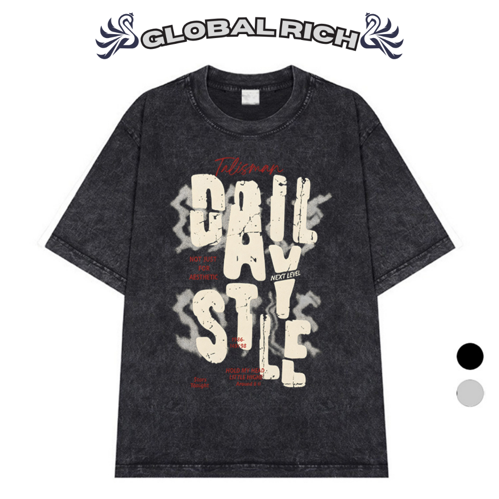 Áo Thun Wash Global Rich Premium Tee Grunge Daily Style Graphic
