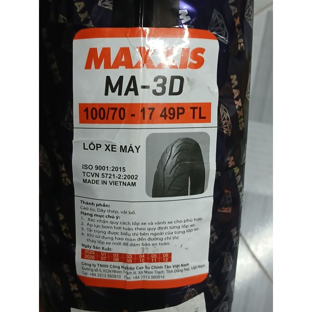 Lốp xe  MAXXIS (chính hãng ) KHÔNG RUỘT, DÙNG XE EXCITER 135,JUPTER, HAYATE, SIRIUS, AXELO, FUTURE N