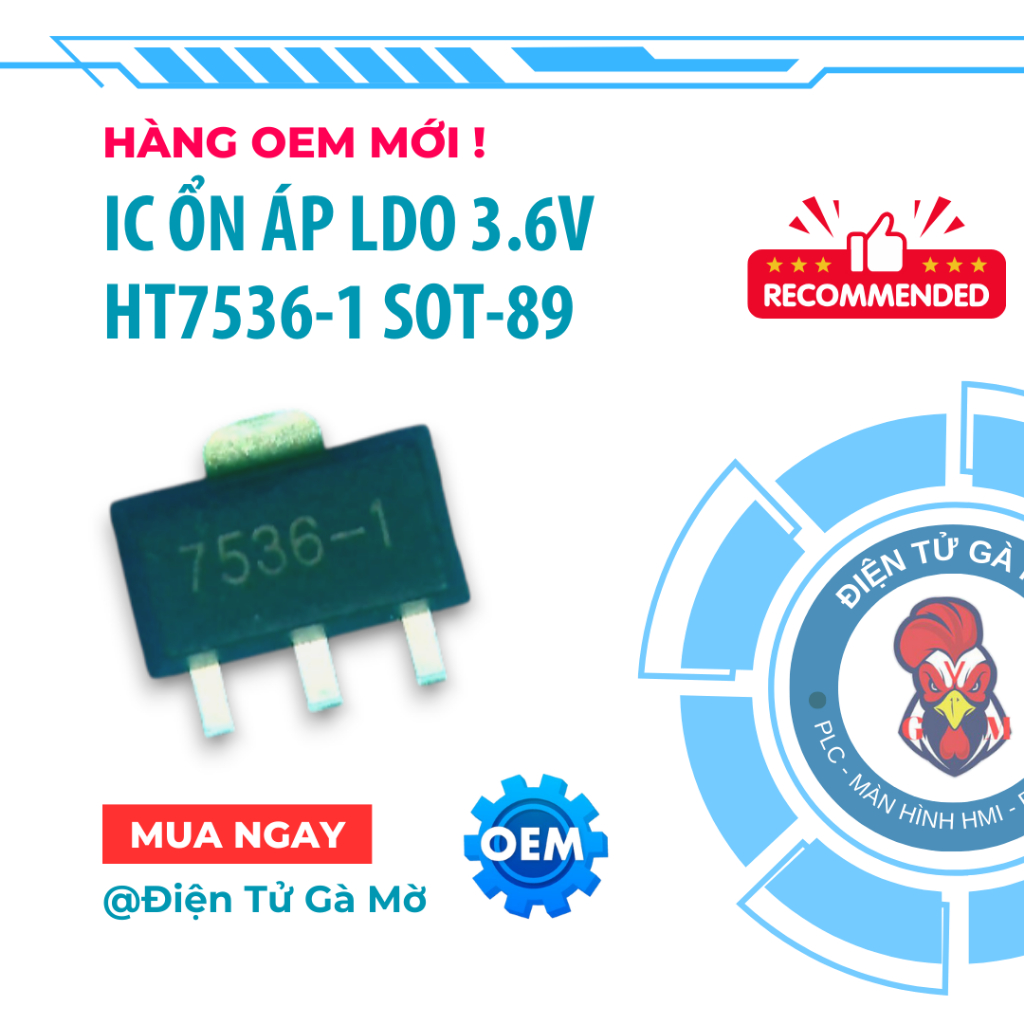 [1 CON] IC Ổn Áp LDO Dán, HT7536-1 7536-1 7536 3.6V 0.1A SOT-89, Hàng OEM Mới