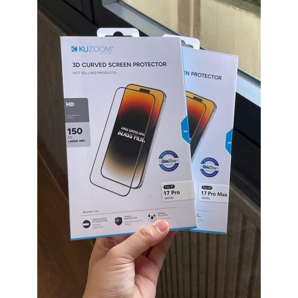 Kính cường lực KUZOOM 3D Curved Edge dành cho iPhone 17Pro/17 ProMax