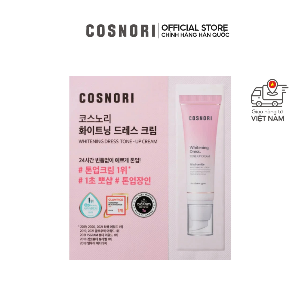 Sample kem nâng tông Cosnori Whitening Dress. Tone-Up Cream 1.5ml