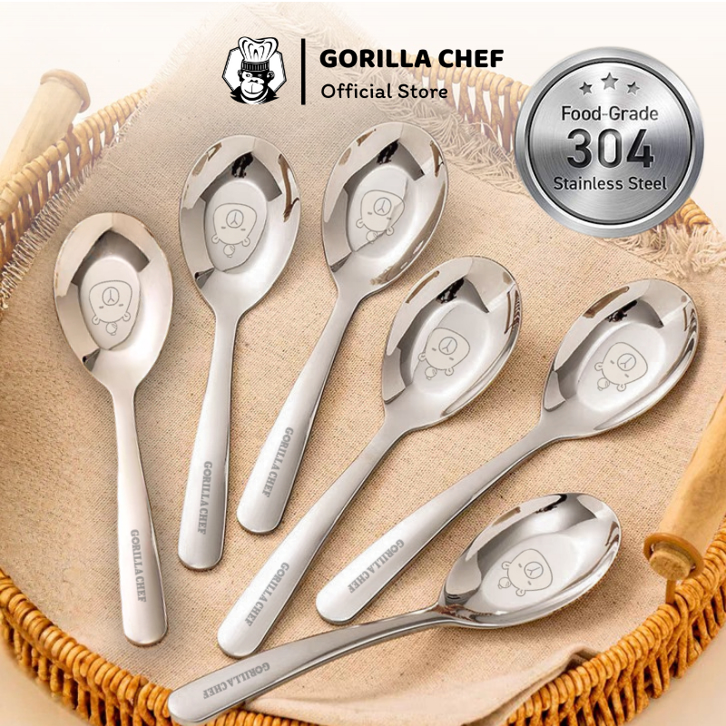 Thìa inox 304 cao cấp 18cm GORILLA CHEF thiết kế đơn giản và sang trọng