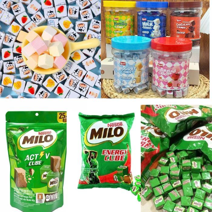 Kẹo milo cube,gói 100 viên kẹo milo thái lan 100viên/275g, Cube hương vị sữa chua phô mai trái cây.