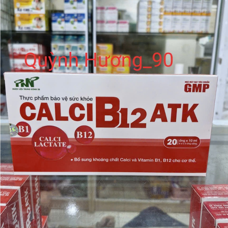 CalciB12 ATK hộp 20 ống giúp bổ sung khoáng chất Calci và Vitamin B1,B12 cho cơ thể