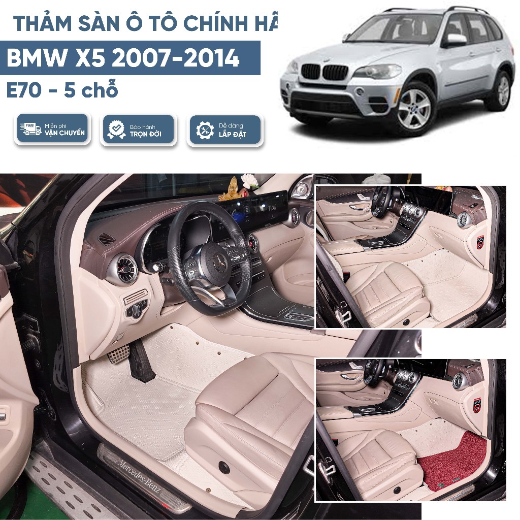 Thảm sàn 6D BMW X5 2007-2014 E70 - 5 chỗ Chính hãng - Chuẩn theo xe - BH trọn đời