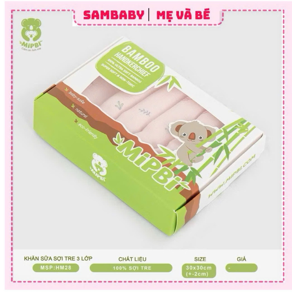 Set 6 Khăn Sữa Sợi Tre 3 Lớp Mipbi cho bé