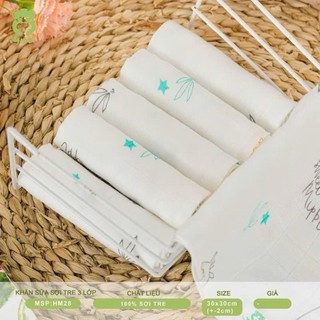 Set 6 Khăn Sữa Sợi Tre 3 Lớp Mipbi cho bé