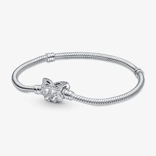  CHÍNH HÃNG - PANDORA Butterfly Clasp Snake Chain Bracelet  Silver Sterling - Vòng lắc bạc 925 khoá hình bướm dáng mềm 