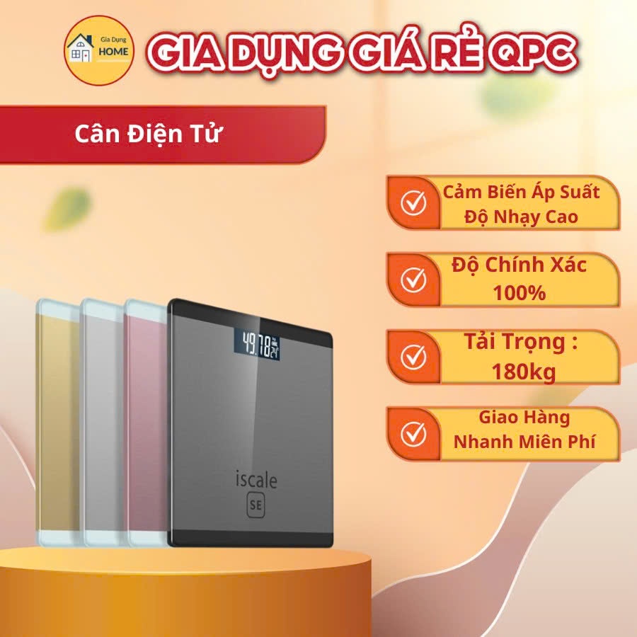 Cân sức khỏe điện tử chính hãng iScale SE 150kg màn hình LCD rõ nét kính cường lực cao cấp thiết kế gọn nhẹ