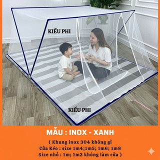  Màn xếp thông minh khung inox 304 cao cấp -  mùng ngủ tự bung gấp gọn người lớn tiện dụng Kiều Phi 