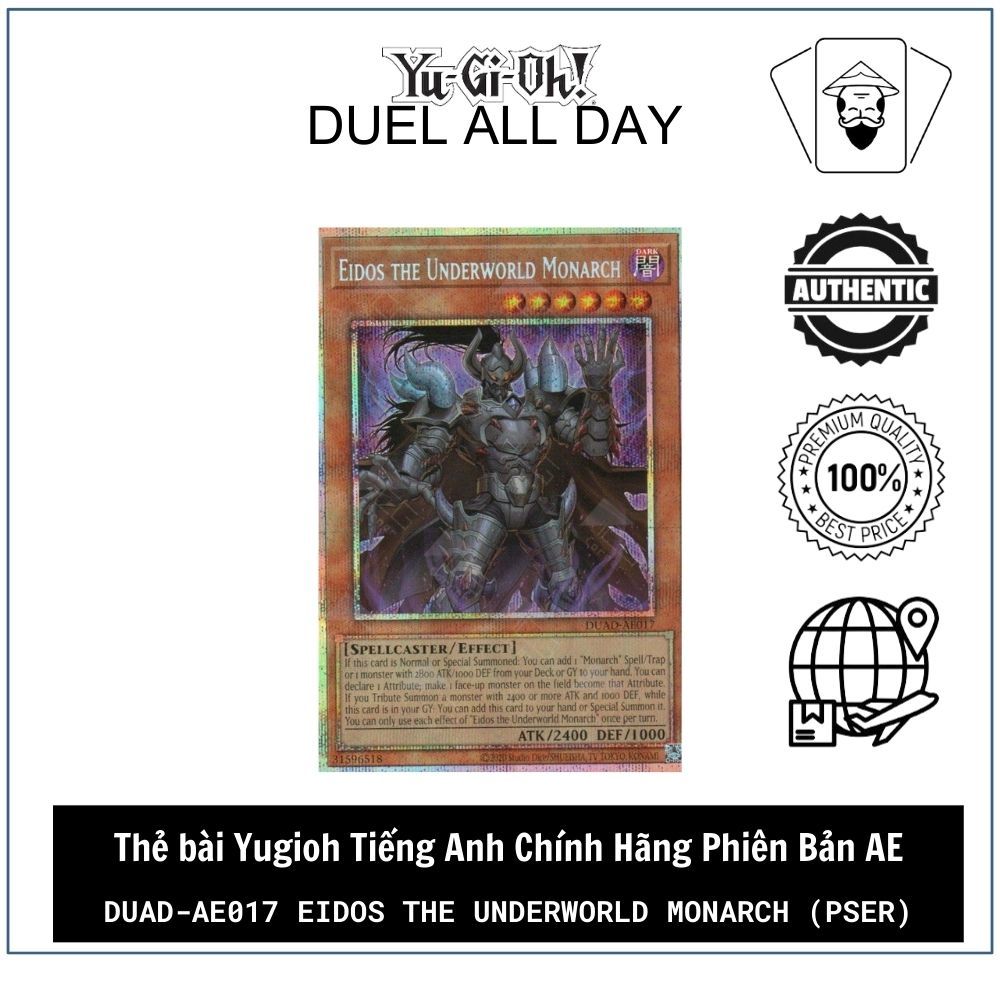 Thẻ bài Yugioh Tiếng Anh Chính Hãng Phiên Bản AE: DUAD-AE017 Eidos the Underworld Monarch (PSER)