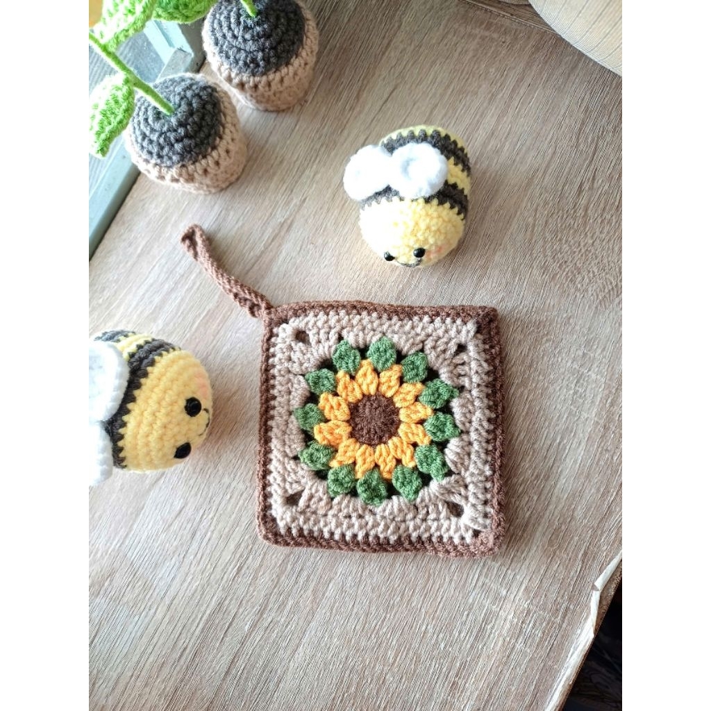 Ví card thẻ, túi đựng earpods hoa văn 02 bằng len