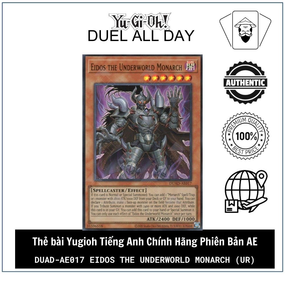 Thẻ bài Yugioh Tiếng Anh Chính Hãng Phiên Bản AE: DUAD-AE017 Eidos the Underworld Monarch (UR)