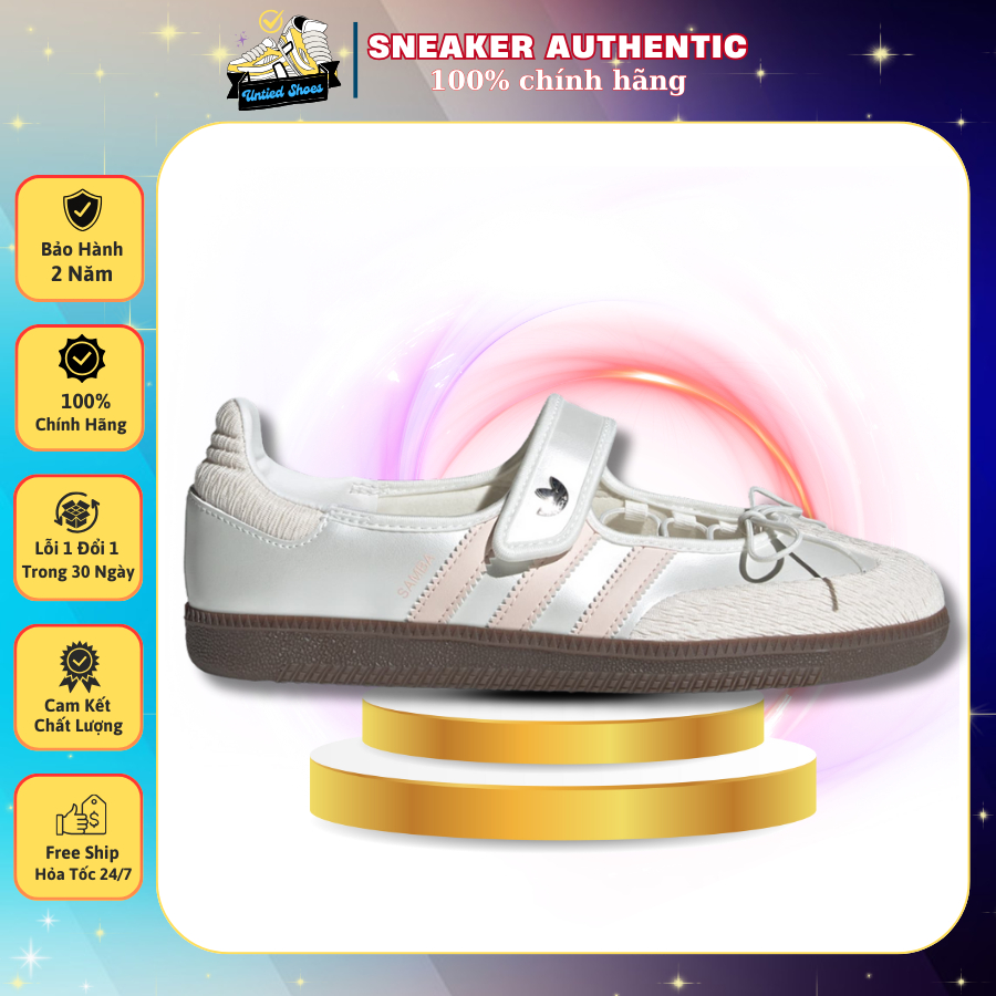 Giày Thể Thao Búp Bê Nữ Adidas Samba Jane WMNS Cloud White,Giày Búp Bê Quai Dán Xinh Cute.