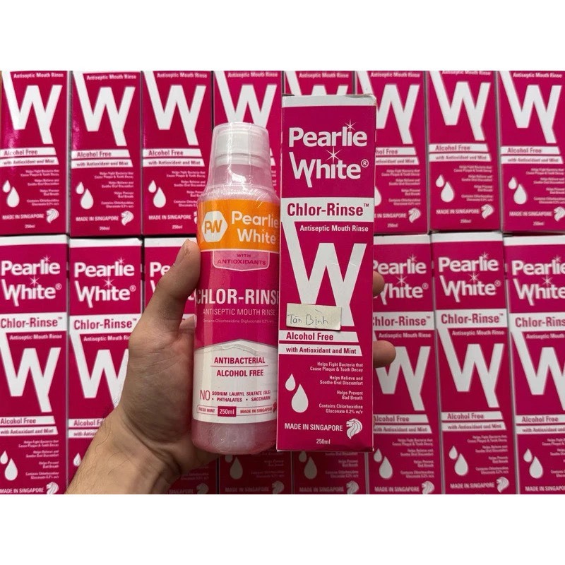 Nước súc miệng Pearlie White Singapore 0.2% Chlorhexidine  sát khuẩn (Chai 250ml) nksg