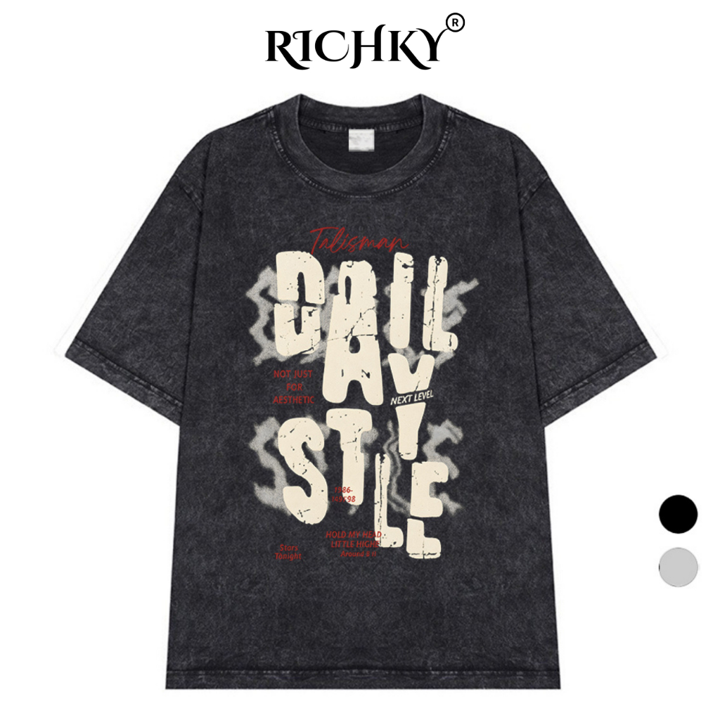 Áo Thun Wash Richky Premium Tee Grunge Daily Style Graphic