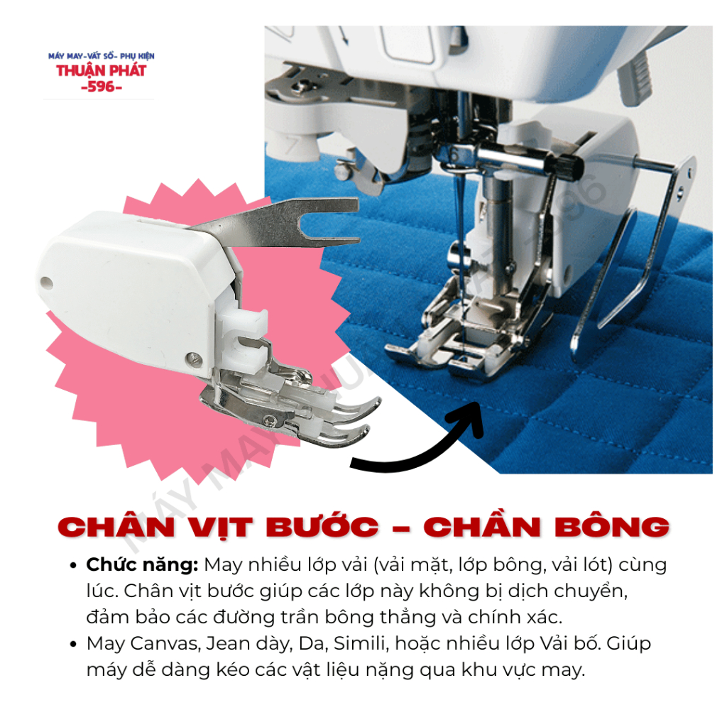 Chân Vịt Bước, Chần bông dành cho Máy May Gia đình Đa Năng