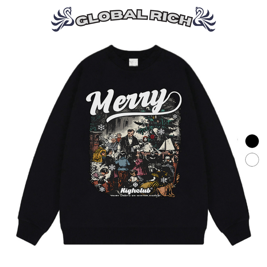 Áo Sweater Global Rich Premium Nỉ Merry Christmas Vintage Art