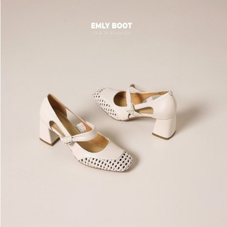 NALYN - GIÀY EMLY DA THẬT MÀU TRẮNG BE