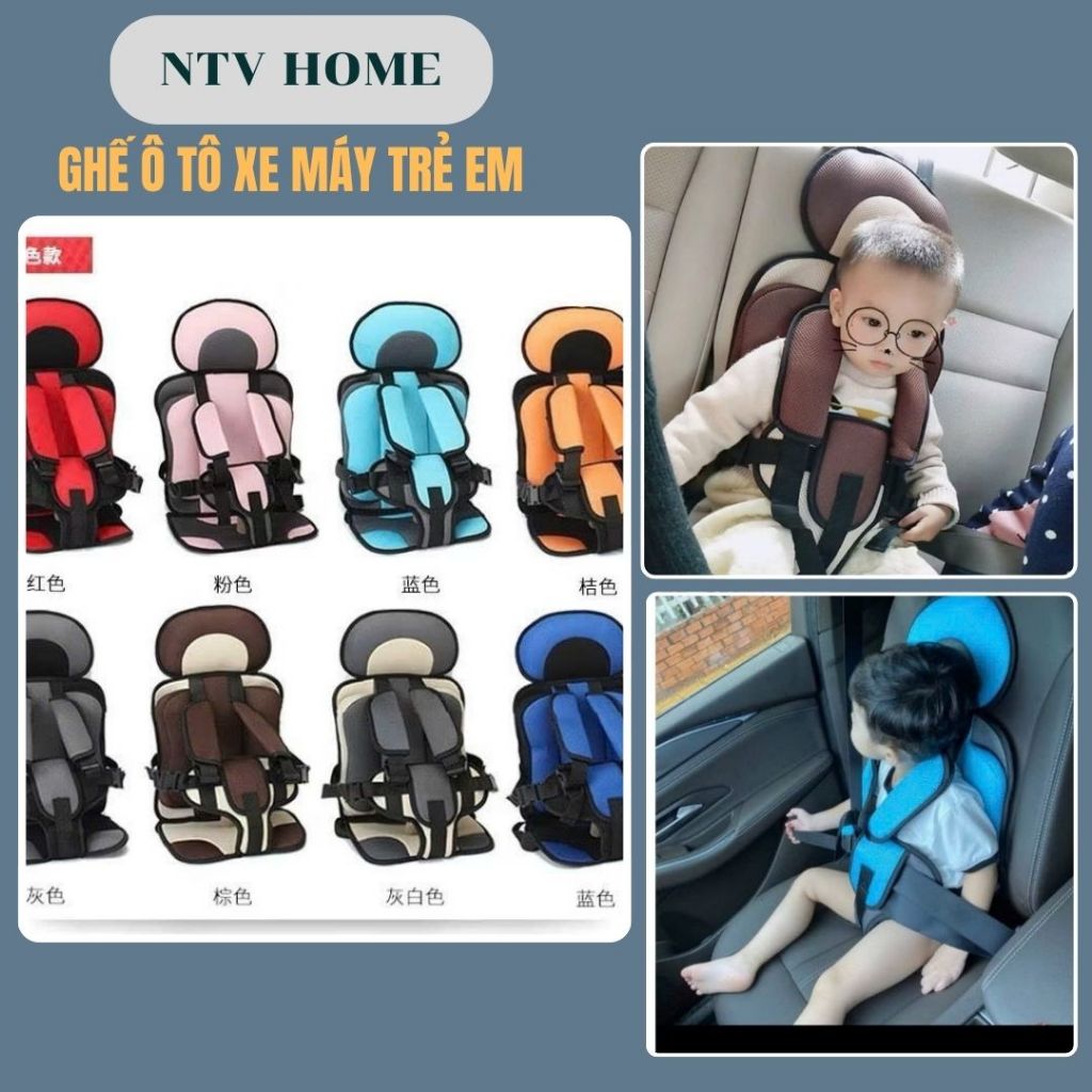 NTV HOME Đệm Ghế Ô Tô Cho Bé Có Đai An Toàn – Bảo Vệ Trẻ Em 0–5 Tuổi Khi Di Chuyển