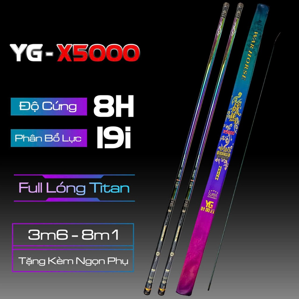 Cần câu đài YG 8H Titan tặng kèm nhẫn và ngọn bản đẹp 2025 tải cá giữ cá tốt câu cá tự nhiên câu ao 