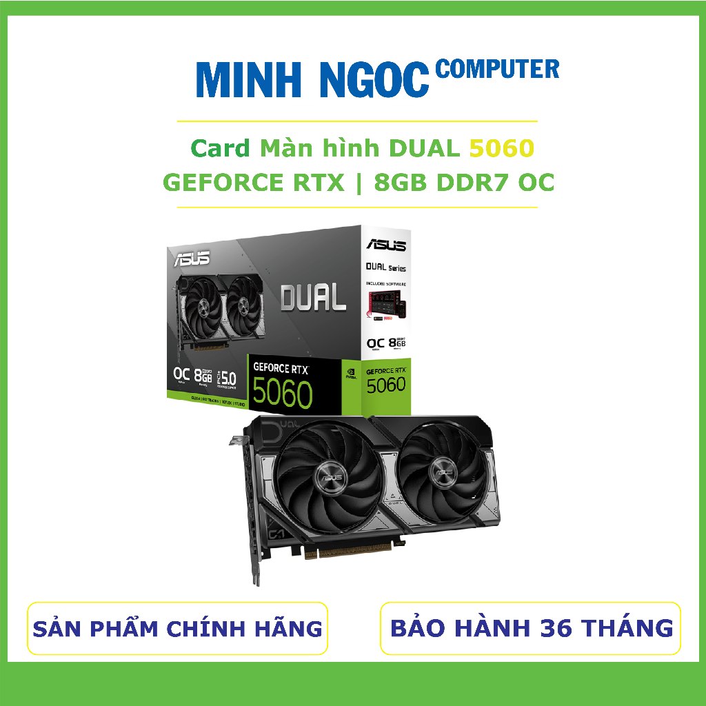 Card màn hình ASUS Dual GeForce RTX™ 5060 8GB GDDR7 OC (Dual-RTX5060-O8G) Bảo hành 36 Tháng