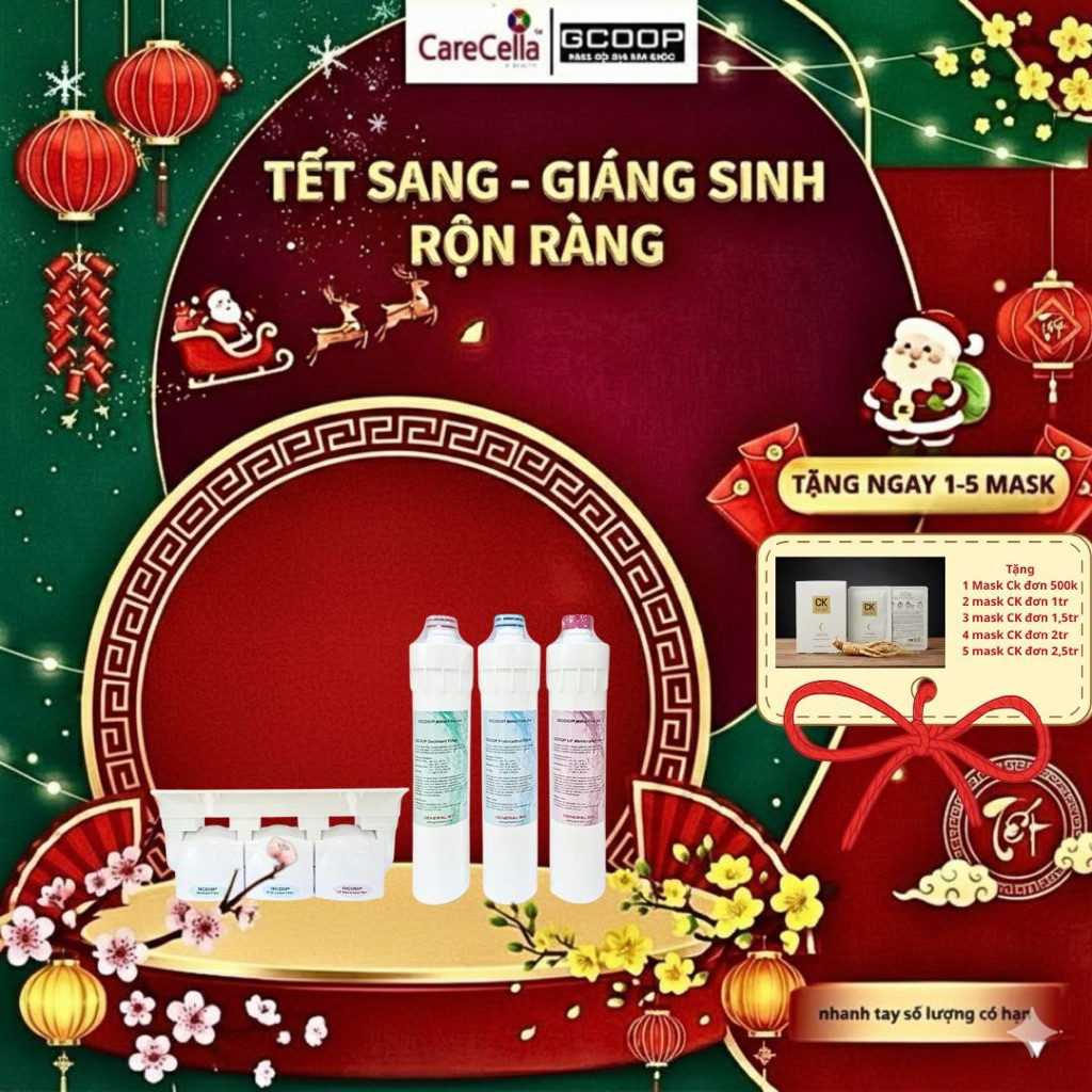 Bộ Lõi Lọc GCOOP Water Filter Set – Bộ 3 Lõi + Bộ Kết Nối, Phù Hợp Máy Lọc Nước GCOOP