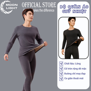   Hàng QC cao cấp   Bộ quần áo giữ nhiệt nam bộ quần áo giữ nhiệt nam nữ cao cấp dày dặn lông cừu cổ tròn siêu ấm áp 