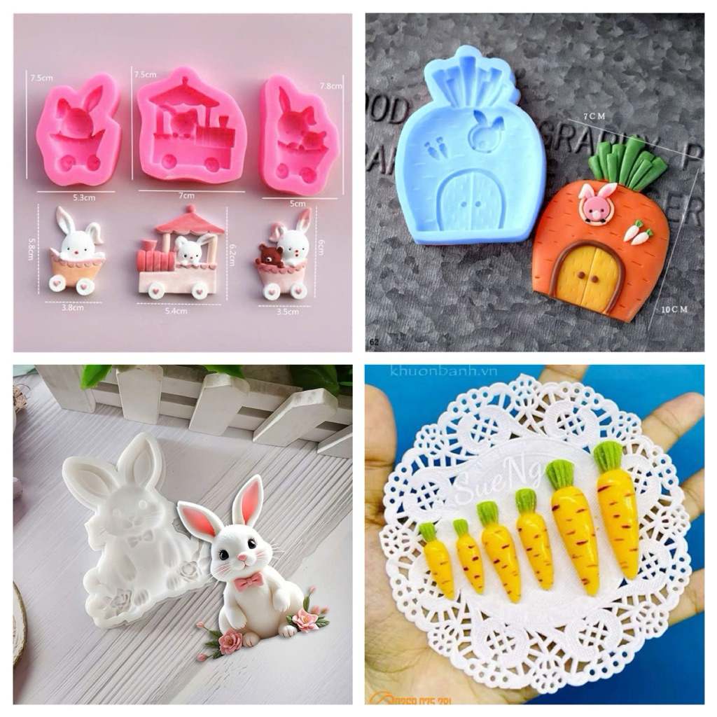 khuôn silicon - Khuôn cà rốt - khuôn xe thỏ
